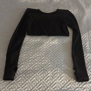 Black Long Sleeve Crop Top
